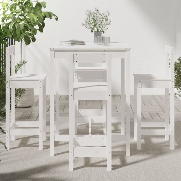 vidaXL Ensemble de bar de jardin 5 pcs blanc bois massif de pin