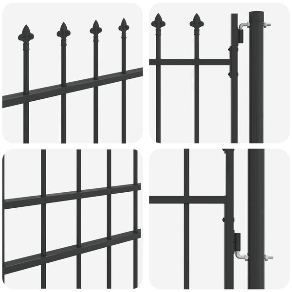 vidaXL Porte de Cl&ocirc;ture Gris 103 x 225 cm Acier enduit de poudre