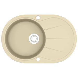 vidaXL &Eacute;vier de cuisine Granit Seul lavabo Ovale Beige