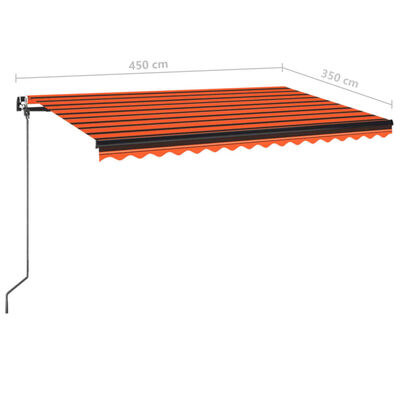 vidaXL Auvent manuel rétractable 450x350 cm Orange et marron