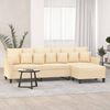 vidaXL Canap&eacute; &agrave; 3 places avec repose-pieds Cr&egrave;me 210 cm Tissu