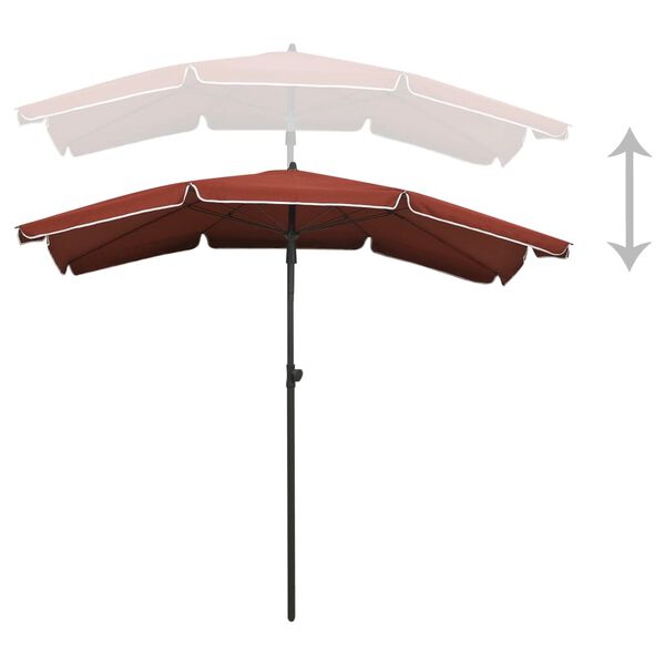 vidaXL Parasol de jardin avec m&acirc;t 200x130 cm terre cuite