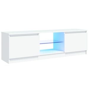 vidaXL Meuble TV avec lumi&egrave;res LED Blanc 120x30x36 cm