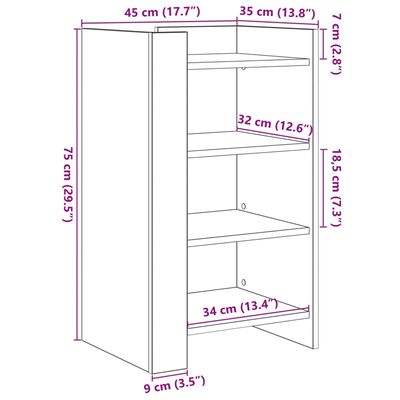 vidaXL Buffet sonoma gris 45x35x75 cm Bois d'ingénierie