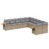 vidaXL Salon de jardin avec coussins 10 pcs beige r&eacute;sine tress&eacute;e