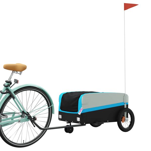 vidaXL Remorque de v&eacute;lo noir et bleu 30 kg fer