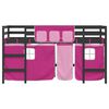 vidaXL Lit mezzanine enfants avec rideaux sans matelas rose 90x190 cm