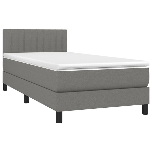 vidaXL Sommier &agrave; lattes de lit avec matelas et LED Gris fonc&eacute; 80x200cm