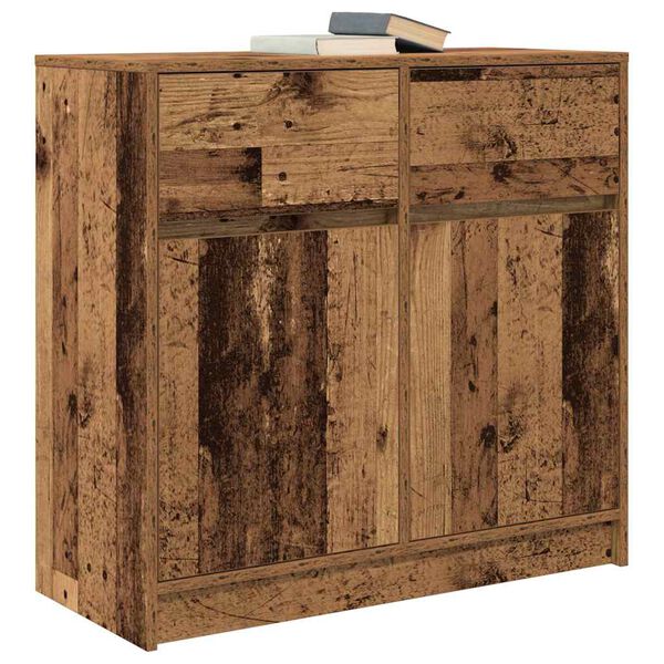 vidaXL Buffet avec tiroir vieux bois 80x34x76 cm bois d'ing&eacute;nierie