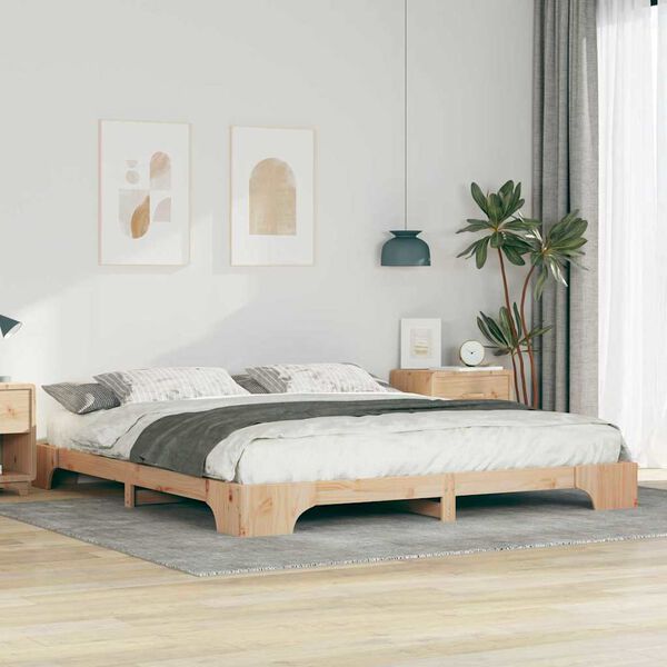 vidaXL Cadre de lit Marron 200 x 220 cm Pin massif