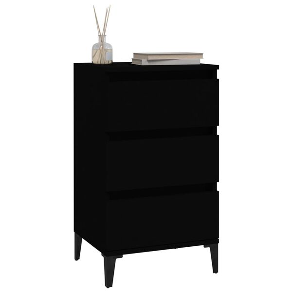 vidaXL Table de chevet noir 40x35x70 cm bois d&rsquo;ing&eacute;nierie