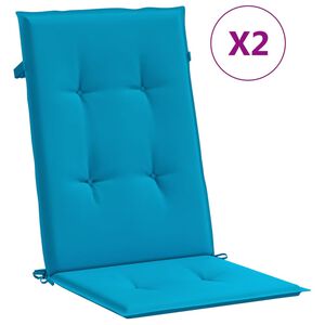 vidaXL Coussins de chaise de jardin &agrave; dossier haut lot de 2 bleu tissu