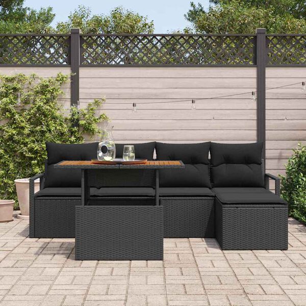 vidaXL Ensemble de salle &agrave; manger pour jardin 6 pcs Noir et Marron