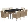vidaXL Ensemble &agrave; manger de jardin et coussins 9 pcs beige Poly rotin