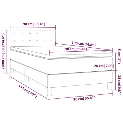 vidaXL Sommier à lattes de lit avec matelas Noir 90x190 cm Velours