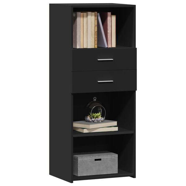 vidaXL Buffet haut noir 50x42,5x124 cm bois d'ing&eacute;nierie