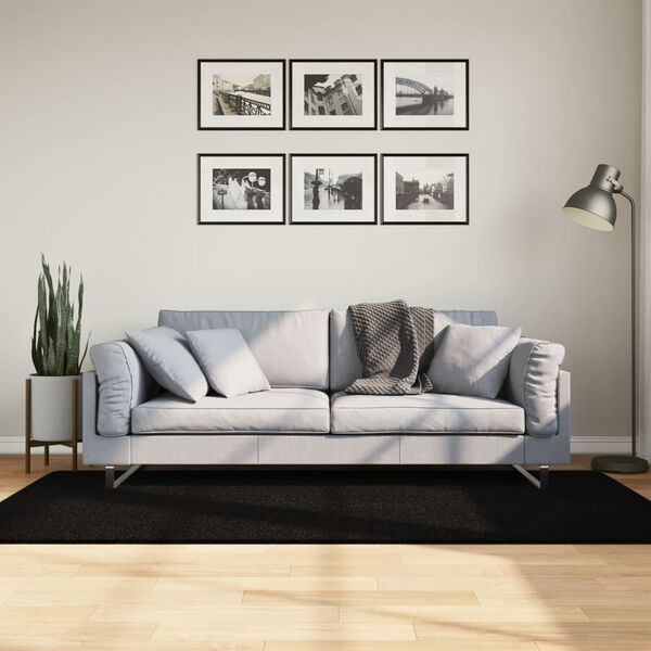 vidaXL Tapis HUARTE &agrave; poils courts doux et lavable noir 100x200 cm