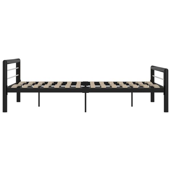 vidaXL Cadre de lit sans matelas noir et blanc métal 180x200 cm