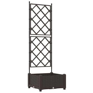 vidaXL Bac &agrave; fleurs avec Treillis 2 pcs Marron 80 x 40 x 125.5 cm PP