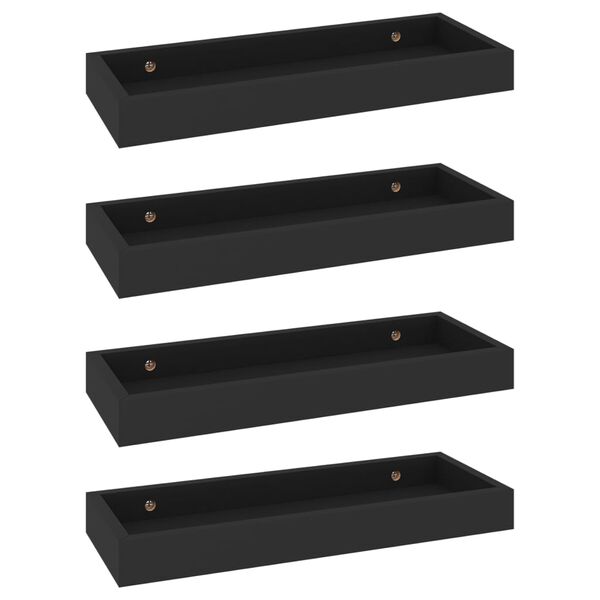 vidaXL &Eacute;tag&egrave;res murales Loggia 4 pcs Noir 40x15x4 cm MDF