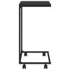 vidaXL Table d'appoint avec roues noir 55x35x70 cm bois d'ing&eacute;nierie