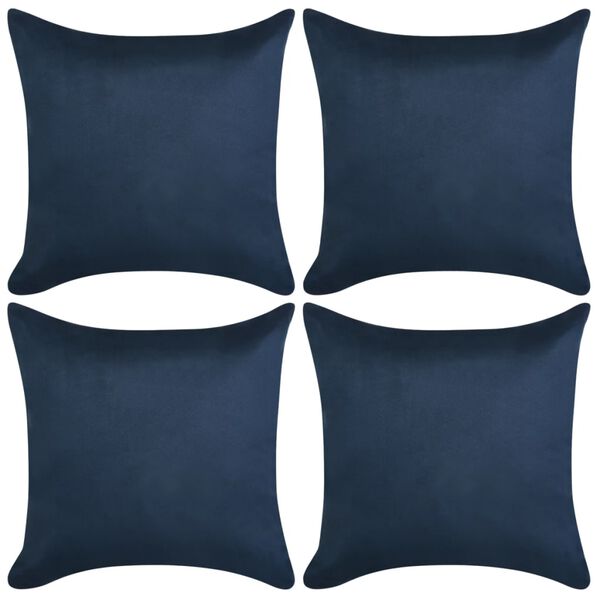 vidaXL Housse de coussin 4 pcs 50x50cm Polyester Faux Daim Bleu marine