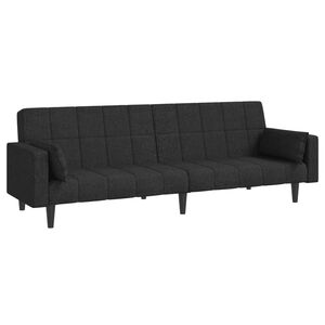vidaXL Canap&eacute;-lit &agrave; 2 places avec deux oreillers noir tissu