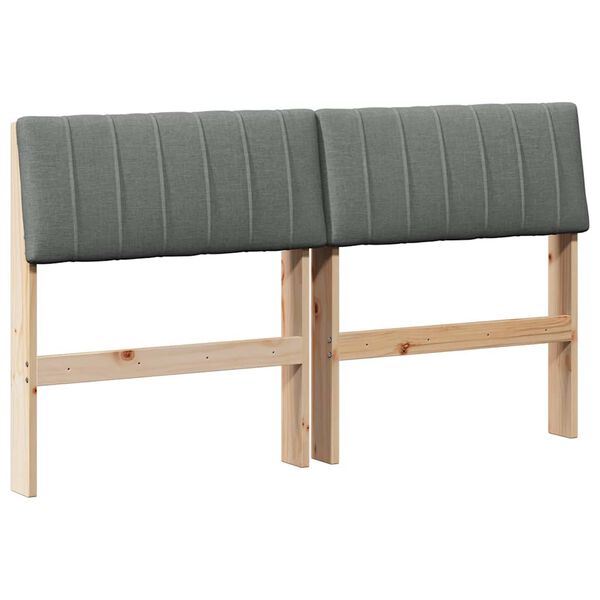 vidaXL T&ecirc;te de lit capitonn&eacute;e Gris fonc&eacute; 140 cm Pin massif