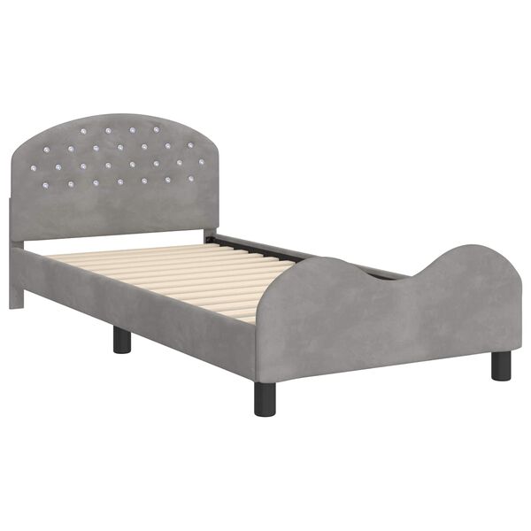 vidaXL Cadre de lit pour enfants avec t&ecirc;te de lit Gris clair Velours