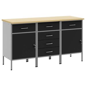 vidaXL Placard de travail 3 pcs Noir et gris 150 x 55 x 85 cm