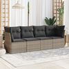 vidaXL Salon de jardin 4 pcs avec coussins gris r&eacute;sine tress&eacute;e