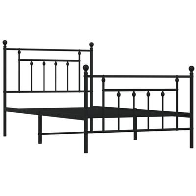 vidaXL Cadre de lit métal sans matelas avec pied de lit noir 100x190cm