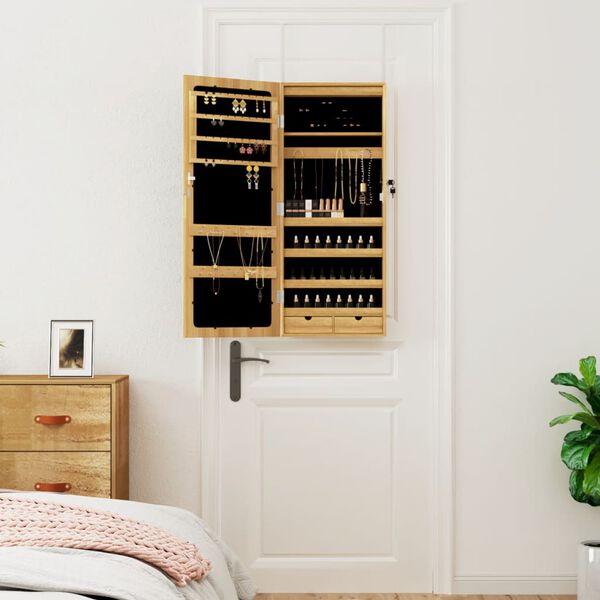 vidaXL Armoire &agrave; bijoux avec miroir et &eacute;clairage LED mural