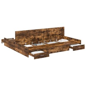 vidaXL Cadre de lit avec rangement avec tiroir Ch&ecirc;ne fum&eacute; 200 x 200 cm