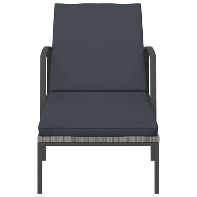 vidaXL Chaises longues lot de avec table Résine tressée Gris