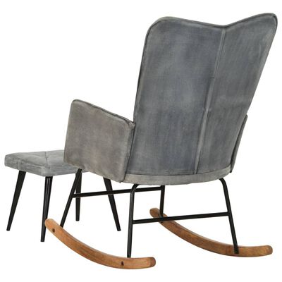vidaXL Chaise à bascule avec repose-pied Gris vintage Toile