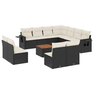 vidaXL Salon de jardin 12 pcs avec coussins noir r&eacute;sine tress&eacute;e