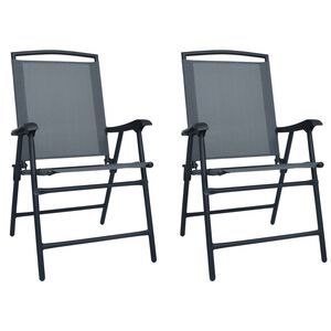 vidaXL Chaises pliantes 2 pi&egrave;ces Texilene Gris