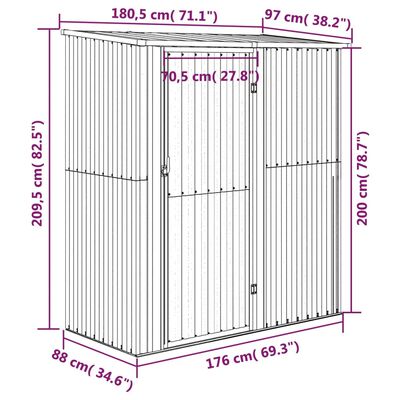 vidaXL Abri de jardin Vert 180,5x97x209,5 cm Acier galvanisé