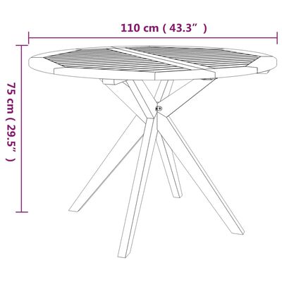 vidaXL Table de jardin 110x110x75 cm Bois d'acacia solide