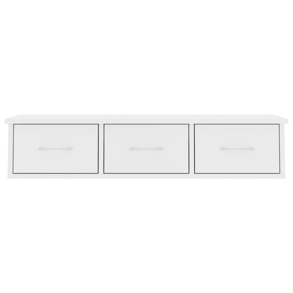 vidaXL &Eacute;tag&egrave;re murale avec tiroirs Blanc 88x26x18,5 cm bois ing&eacute;nierie