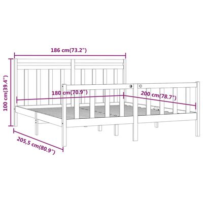 vidaXL Cadre de lit sans matelas blanc bois massif de pin 180x200 cm