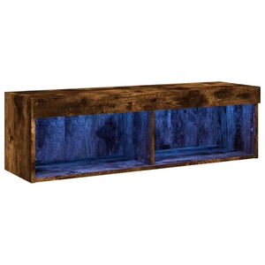 vidaXL Meuble TV avec lumi&egrave;res LED ch&ecirc;ne fum&eacute; 100x30x30 cm