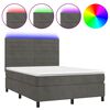 vidaXL Sommier &agrave; lattes de lit avec matelas LED Gris fonc&eacute; 140x190 cm