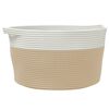 vidaXL Panier de rangement beige et blanc &Oslash;40x25 cm coton