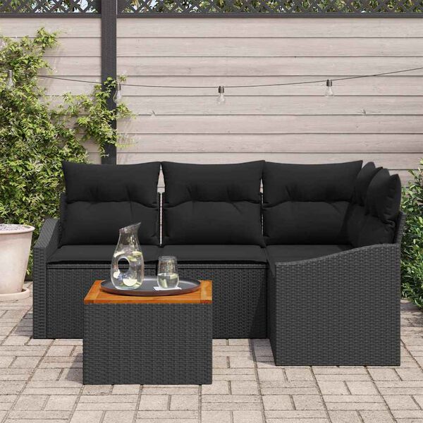 vidaXL Ensemble de canap&eacute; de jardin avec stockage 5 pcs Noir polyrotin