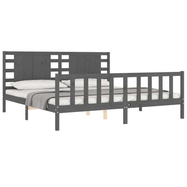 vidaXL Cadre de lit sans matelas gris 200x200 cm bois massif de pin