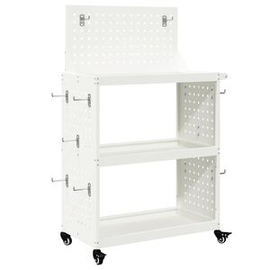 vidaXL Chariot &agrave; outils Blanc 65 x 35 x 111 cm Acier lamin&eacute; &agrave; froid