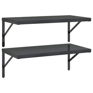 vidaXL &Eacute;tag&egrave;res murales 2 pcs 75x40 cm noir acier inoxydable