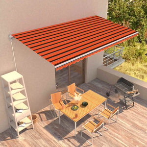 vidaXL Auvent manuel r&eacute;tractable 600x300 cm Orange et marron